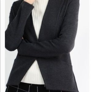 Betabrand M Collarless Blazer in Charcoal Gray